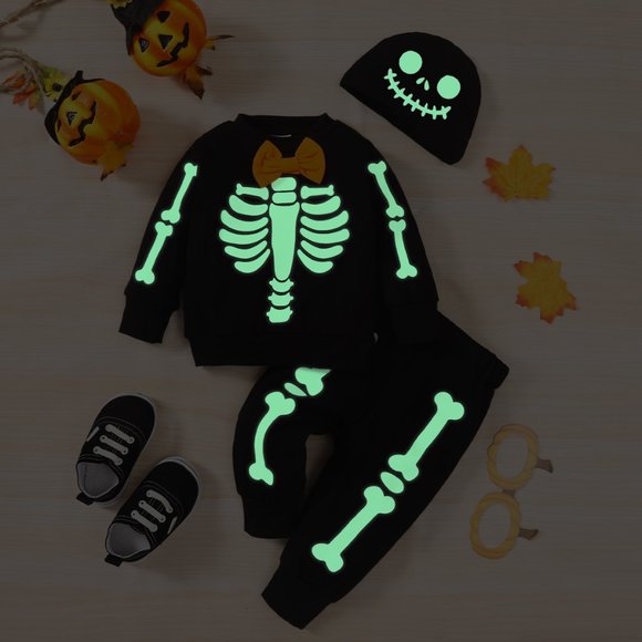 Glow in the Dark Skeleton 3 Piece Set - Picture 2 of 7